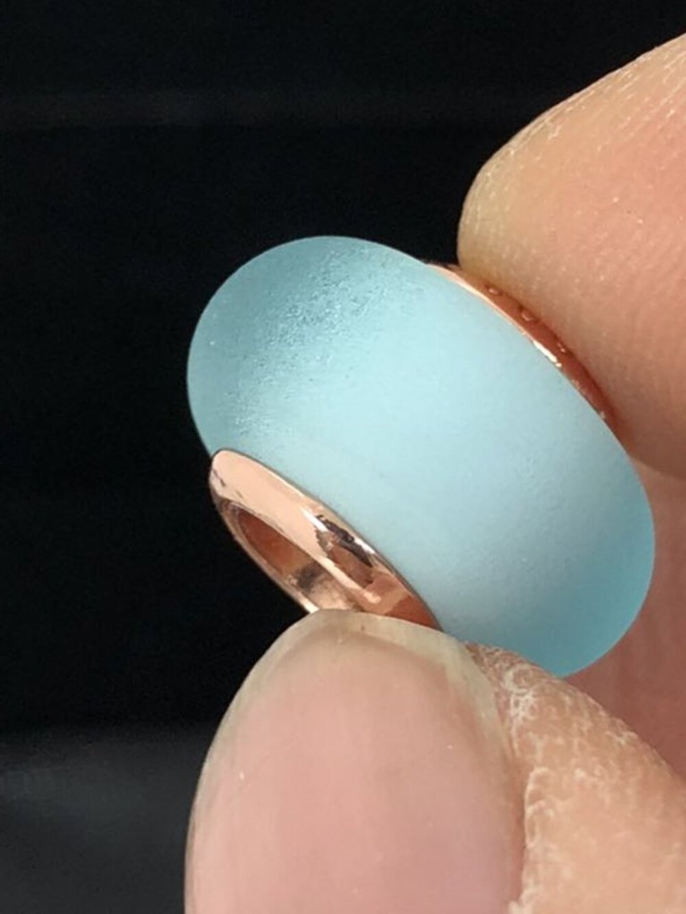 👍👍Pandora Matte Blue Murano Glass Charm rose gold-plated
